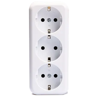 Schutzkontakt-Steckdose 3-fach McPower “Finery“, 250V/16A, AP, Einsteckschutz, weiß Schutzkontakt-Steckdose 3-fach McPower “Finery“, 250V/16A, AP, Einsteckschutz, weiß