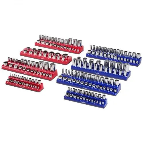 VEVOR Steckschlüssel-Organizer-Set, 8-teilig, 1/4 Zoll, 3/8 Zoll & 1/2 Zoll SAE-Steckschlüsselablagen, für bis zu 199 Standard- & tiefe Steckschlüssel (Steckschlüssel nicht im Lieferumfang enthalten) – Bild 9