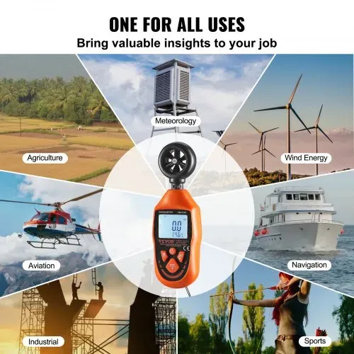 VEVOR Anemometer 69,35MPH Luftgeschwindigkeitsmesser 163x54x32mm Windmesser IP44 Windmessgerät Windstärkemesser MAX/MIN/AVG/CU-Windgeschwindigkeitsdaten -10-45℃ Luftmesser Geschwindigkeitsmessgerät – Bild 5