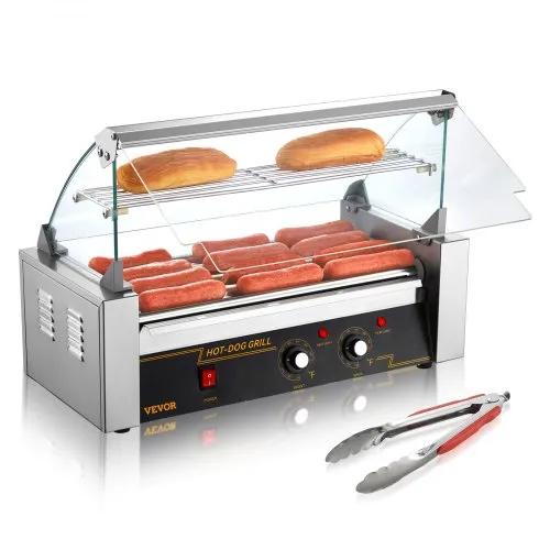 VEVOR Hot Dog Maker Hot Dog Grill Hotdog Rollen Grill Edelstahl 5 Rollen 1kW VEVOR Hot Dog Maker Hot Dog Grill Hotdog Rollen Grill Edelstahl 5 Rollen 1kW