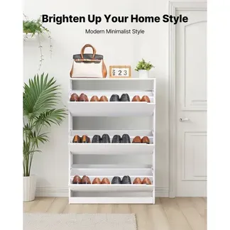 VEVOR Schuhschrank mit 3 Klappen, platzsparender Schuhkipper, freistehender Schuhregal-Organizer für den Eingang Flur Wohnzimmer Veranda, modernes Schuhregal 800 x 220 x 1165 mm Weiß VEVOR Schuhschrank mit 3 Klappen, platzsparender Schuhkipper, freistehender Schuhregal-Organizer für den Eingang Flur Wohnzimmer Veranda, modernes Schuhregal 800 x 220 x 1165 mm Weiß