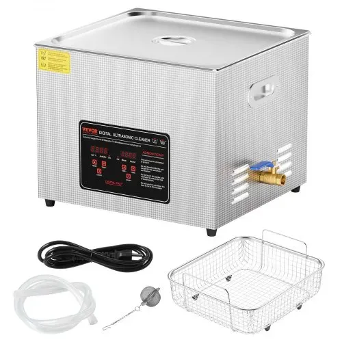 VEVOR Ultraschallreiniger 15 L professionelle 360 W Reinigungsmaschine mit Timer & Heizung, digitaler 40 kHz Ultraschallreiniger mit Korb für Uhrgläser Schmuckhalter Industrieteile Werkzeuge Silber – Bild 8