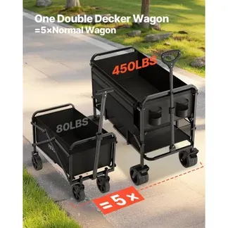 VEVOR Bollerwagen faltbar 112x56x80 cm, Transportwagen, Handwagen, Gartenwagen mit Geländerädern, Strandwagen trägt bis zu 204 kg, Outdoor-Allzweckwagen für Camping, Sport, Einkaufen VEVOR Bollerwagen faltbar 112x56x80 cm, Transportwagen, Handwagen, Gartenwagen mit Geländerädern, Strandwagen trägt bis zu 204 kg, Outdoor-Allzweckwagen für Camping, Sport, Einkaufen