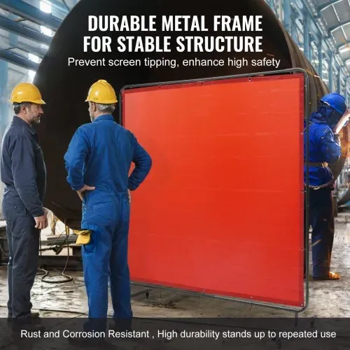 VEVOR Schweißvorhang 1,8 x 1,8 m Schweißschutzvorhang aus Flammhemmendem Vinyl Schweißschutzwand mit 4 Schwenkrädern und einem 6-stufigen UV-Schutz Schweißerdecke Schweißschutz Rot – Bild 4