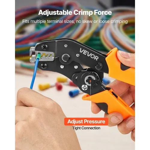 VEVOR Crimpzange Ratschenfunktion 0,25-4 mm², Kabelschuhzange mit Klaren Metrischen & AWG-Markierungen, Schnellverschluss, Presszange Einstellbarer Anpressdruck für Mehrere Anschlüsse – Bild 4