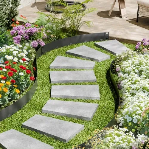 VEVOR Rasenkante, 5er-Set, 990x156x1,5 mm, rostbeständige Beeteinfassung aus Metall, biegbare Beetumrandung, Raseneinfassung, einfach zu installieren, Trennwand für Blumenbeete, Hofwege, schwarz – Bild 7