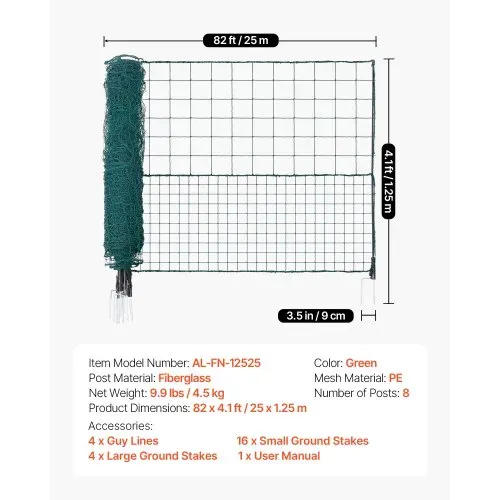 VEVOR Begrenzungszaun 25x1,25 m, Weidezaun aus PE, Mobiler Hundezaun mit Doppelspitzenpfählen & Abspannseilen, Hühnerzaun, Gartenzaun, Campingzaun für Hunde, Hühner, Pflanzen, Außenbereiche – Bild 6