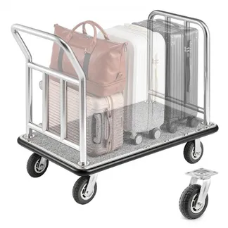 VEVOR Hotelgepäckwagen, 340 kg Tragkraft, Plattformwagen mit abnehmbarem Vorderrahmen, Parkservicewagen mit Teppichboden & 15 cm großen Gummirädern, ideal für Hotels, Eigentumswohnungen, Resorts VEVOR Hotelgepäckwagen, 340 kg Tragkraft, Plattformwagen mit abnehmbarem Vorderrahmen, Parkservicewagen mit Teppichboden & 15 cm großen Gummirädern, ideal für Hotels, Eigentumswohnungen, Resorts