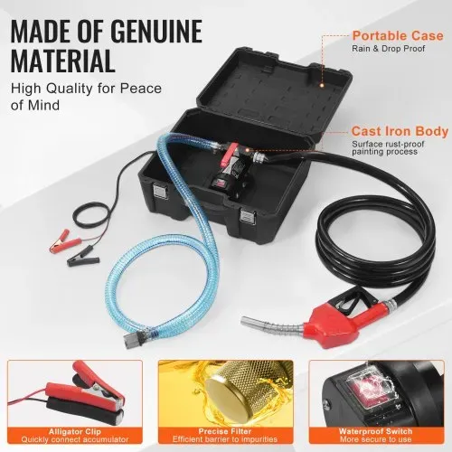 VEVOR Dieselpumpe, 12 V DC, 10 GPM, 1/4 PS, Kraftstoffpumpe mit automatischer Abschaltung der Pistole, hoher Durchfluss, Einlass- & Auslassschlauch für Diesel, Kerosin, Transformatorkraftstoff – Bild 5