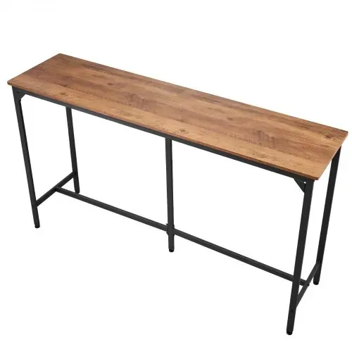 VEVOR Bartisch mit abgerundeten Kanten & ausziehbarem horizontalem Design, rechteckiger Kneipentisch Stehtisch (1600 x 398 x 915 mm), Bistrotisch Esstisch Hellbraun, Schwarz, geeignet für Minibar – Bild 8