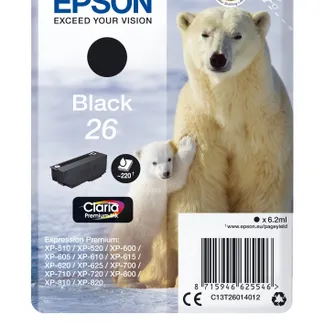 Epson Polar bear Singlepack Black 26 Claria Premium Ink Epson Polar bear Singlepack Black 26 Claria Premium Ink