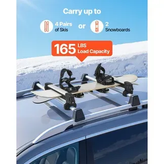 VEVOR Skiboard Snowboard Dachträger für bis zu 4 Paar Ski / 2 Snowboards, 2 x abschließbarer Skidachträger mit Gummipolsterung, Skihalter Träger für die meisten Querträger (465 mm Ladebreite) VEVOR Skiboard Snowboard Dachträger für bis zu 4 Paar Ski / 2 Snowboards, 2 x abschließbarer Skidachträger mit Gummipolsterung, Skihalter Träger für die meisten Querträger (465 mm Ladebreite)