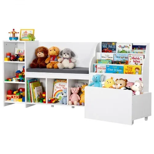 VEVOR Kinderregal mit Sitzbank & Rückenlehne & Bücherregal & Spielzeug-Organize, Spielzeugkiste Aufbewahrungstruhe für Spielzimmer Wohnzimmer Eingangsbereich, 170 x 40 x 80 cm, weiß VEVOR Kinderregal mit Sitzbank & Rückenlehne & Bücherregal & Spielzeug-Organize, Spielzeugkiste Aufbewahrungstruhe für Spielzimmer Wohnzimmer Eingangsbereich, 170 x 40 x 80 cm, weiß