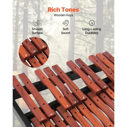 VEVOR Glockenspiel, 37 Noten, professionelles Xylophon-Schlaginstrument aus Holz, mit höhenverstellbarem Ständer aus Kohlenstoffstahl, 4 Schlägeln, Tragetasche, Musikinstrumenten-Set für Anfänger – Bild 2