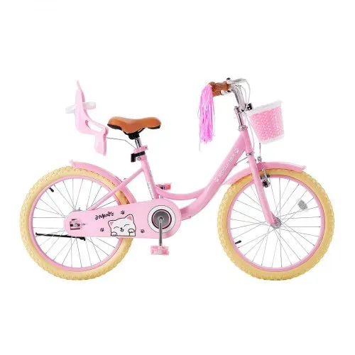 VEVOR Kinderfahrrad 20 Zoll Straßenfahrrad für 7-13 Jahre mit Ständer Rosa, Kinderrad aus Kohlenstoffstahl für Mädchen, Prinzessin-Stil, Doppelbremsen, Sattel & Lenker Verstellbar, mit Puppensitz Korb – Bild 9