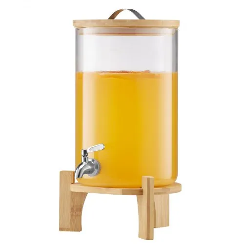 VEVOR Getränkespender (1 x 8 L) für Partys Saftspender (aus Glas) mit tropfsicherem Zapfhahn & Holzständer, Wasserspender für Restaurants Partys, Limonade Eistee selbstgemachte Getränke Spender VEVOR Getränkespender (1 x 8 L) für Partys Saftspender (aus Glas) mit tropfsicherem Zapfhahn & Holzständer, Wasserspender für Restaurants Partys, Limonade Eistee selbstgemachte Getränke Spender