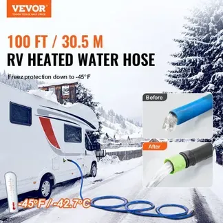 VEVOR 100 Fuß beheizter Wasserschlauch für Wohnmobil, beheizter Trinkwasserschlauch mit Frostschutz bis -45 °F, automatisch selbstregulierend, 5/8 Zoll Innendurchmesser mit Schnellanschluss-Set, blei- und BPA-frei VEVOR 100 Fuß beheizter Wasserschlauch für Wohnmobil, beheizter Trinkwasserschlauch mit Frostschutz bis -45 °F, automatisch selbstregulierend, 5/8 Zoll Innendurchmesser mit Schnellanschluss-Set, blei- und BPA-frei