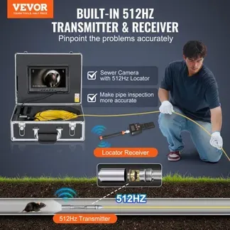 VEVOR Kanalkamera mit 512-Hz-Ortung, 30 m, 9-Zoll-Rohrinspektionskamera mit Selbstnivellierung, 36-facher Zoom, Endoskop mit 12 LEDs, 32-GB-Karte, IP68 wasserdichte Schlangenkamera für Kanalrohre VEVOR Kanalkamera mit 512-Hz-Ortung, 30 m, 9-Zoll-Rohrinspektionskamera mit Selbstnivellierung, 36-facher Zoom, Endoskop mit 12 LEDs, 32-GB-Karte, IP68 wasserdichte Schlangenkamera für Kanalrohre