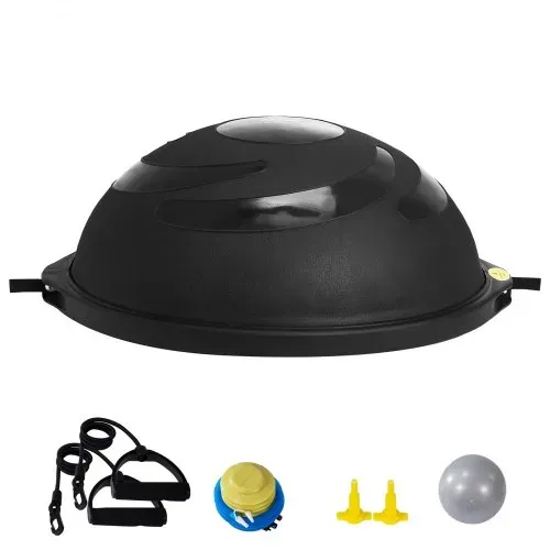 VEVOR Halb-Gymnastikball-Trainer, 66 cm Balance-Ball-Trainer, 680 kg Tragkraft Stabilitätsball, Yoga-Ball mit Widerstandsbändern und Fußpumpe, Kraft-Fitnessball im Heim-Fitnessstudio, Schwarz – Bild 8