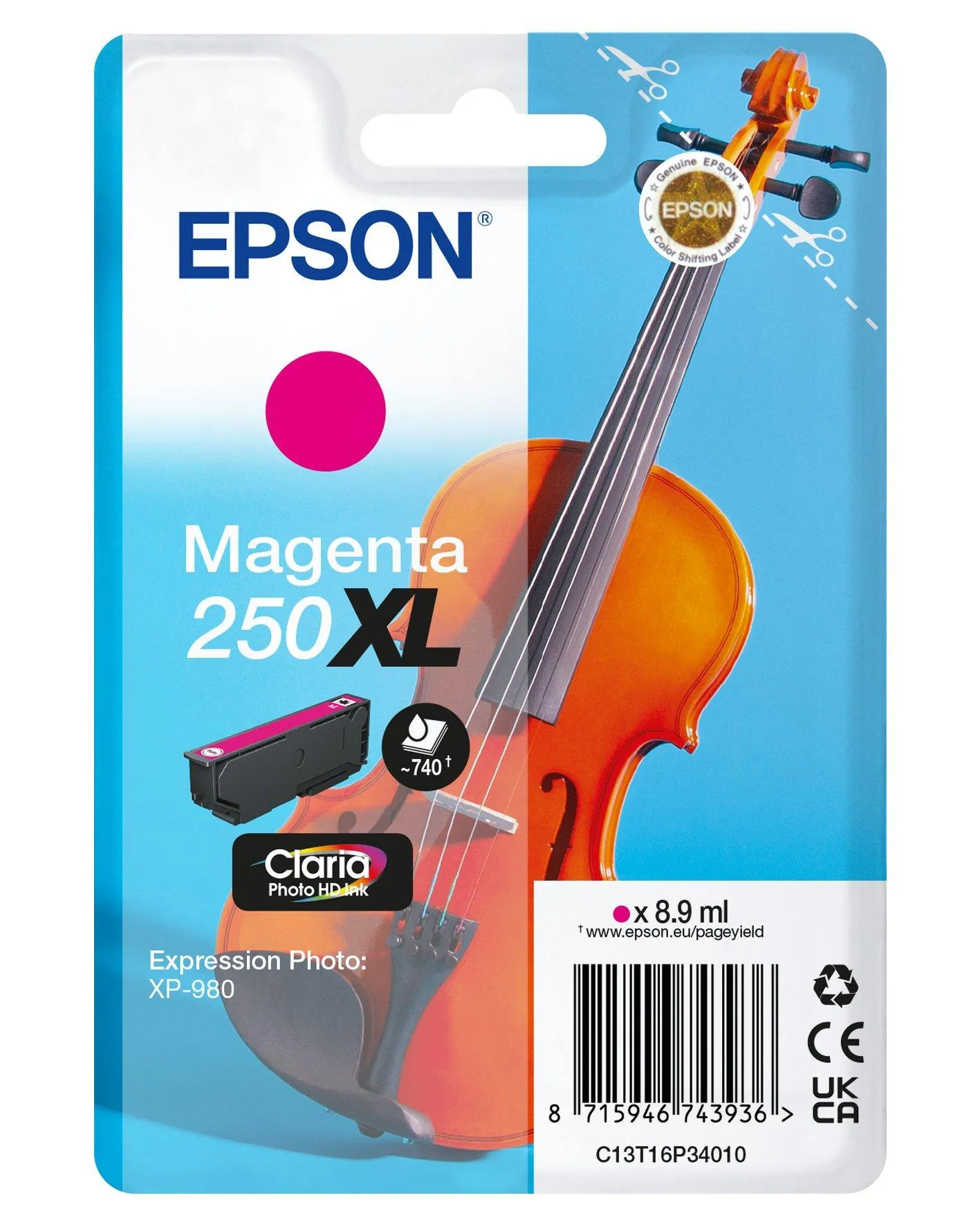 Epson 250XL Violin Claria Photo HD Druckerpatrone 1 Stück(e) Original Hohe (XL-) Ausbeute Magenta Epson 250XL Violin Claria Photo HD Druckerpatrone 1 Stück(e) Original Hohe (XL-) Ausbeute Magenta