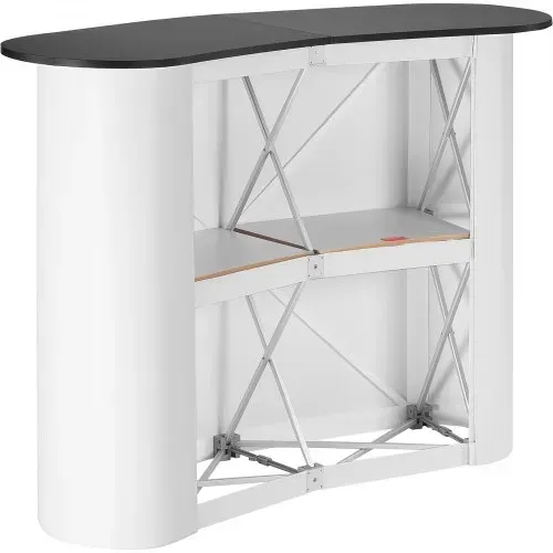 VEVOR Tragbare Messetheke Messetresen, 130 × 46,5 × 95 cm Messestand Ausstellungs-Thekenständer, Faltbarer Promotion-Einzelhandels-Bartisch, Pop-Up-Podium mit Aufbewahrungsregal, Tragetasche – Bild 10