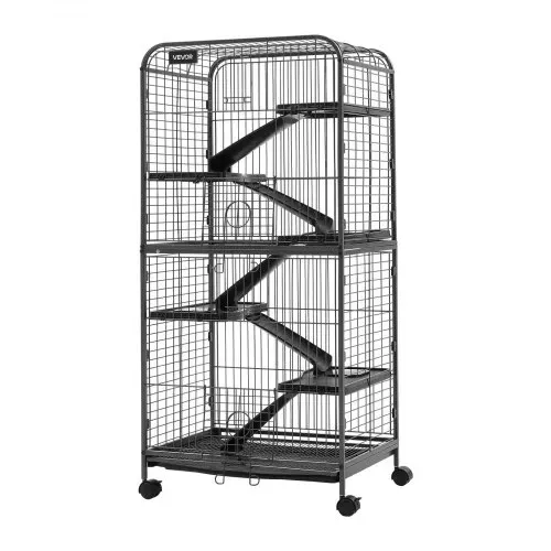 VEVOR Kleintierkäfig Frettchenkäfig Kleintiergehege 635x435x1330 mm, Frettchen Chinchillas Gleithörnchen Kleine Katzen & Kaninchen 6-Stöckig 25,4 mm Drahtabstand Feststellbare Schwenkrolle – Bild 10