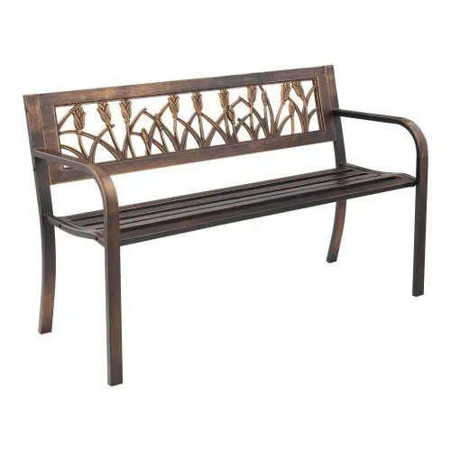 VEVOR Gartenbank Gartenmöbel Bänke 127 cm 250 kg Tragkraft, Terrassenbank mit Metallrahmen aus Karbonstahl Balkonbank mit PVC-Blumenmuster und Armlehnen mit abgerundeten Kanten Antikbronze VEVOR Gartenbank Gartenmöbel Bänke 127 cm 250 kg Tragkraft, Terrassenbank mit Metallrahmen aus Karbonstahl Balkonbank mit PVC-Blumenmuster und Armlehnen mit abgerundeten Kanten Antikbronze