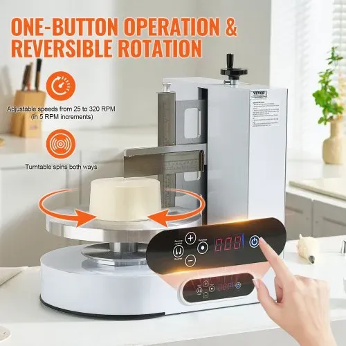 VEVOR einstellbare Tortencremestreichmaschine elektrische Tortendekorationsmaschine zum Verteilen von Kuchencreme, zum Bestreichen und Schmieren von Kuchenglasuren, für 10,16 bis 30,48 cm Kuchen – Bild 2