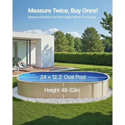 VEVOR Ovale Poolfolie, 730x375x147 cm, Innenfolie, Ersatzfolie, Innenhülle, Schwimmbadfolie Folie aus Vinyl in Standardstärke, verschleißfest, für Aufstellpools mit 132 cm hohen Wänden, einfarbig – Bild 2