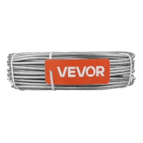 VEVOR Edelstahldrahtseil φ3,2 mm 30,5 m Länge, Drahtseil aus Edelstahl 304 mit einer Bruchlast von 2,94 kN, 7x7 Litzen Stahldraht, Geländerseil für Terrassengeländer, Gartenspaliere – Bild 8