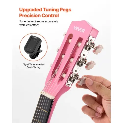 VEVOR Konzertgitarre, 780 mm Holz-Klassikgitarren-Starter-Set für Anfänger, mit Nylonsaiten, Gigbag, Gurt, Stimmgerät, zusätzlichen Saiten, Plektren, Kapodaster, Linde, für Einsteiger, Studenten, Pink VEVOR Konzertgitarre, 780 mm Holz-Klassikgitarren-Starter-Set für Anfänger, mit Nylonsaiten, Gigbag, Gurt, Stimmgerät, zusätzlichen Saiten, Plektren, Kapodaster, Linde, für Einsteiger, Studenten, Pink