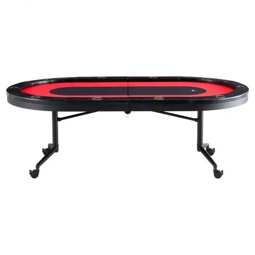 VEVOR Casino Pokertisch Klappbare Tischbeine 2290 x 1220 x 800 mm (L x B x H), Faltbarer Pokertisch, Schwarz & Rot Pokerauflage Klapptisch für 10 Spieler, Pokertisch mit Staubschutzhülle Tragbar – Bild 8