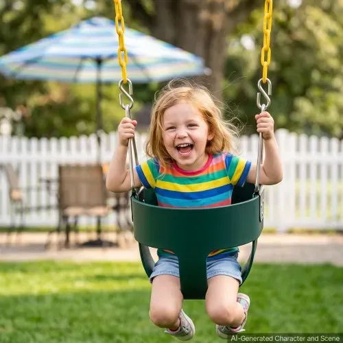 VEVOR Kinderschaukel 136 kg Schaukel Hohe Rückenlehne Vollschalensitz Grün, für Spielplätze im Garten & Indoor, Beschichtete Ketten & Karabiner, Komplett Montierter Sitz für Kinder ab 3 Jahren, CE/CPC – Bild 7