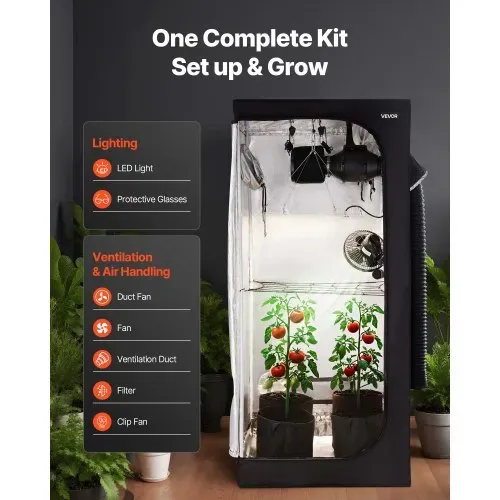 VEVOR Growzelt, 80x80x180 cm, Indoor-Pflanzenzelt mit Vollspektrum-LED-Zuchtlicht & Belüftungssystem, Growbox 600D hochreflektierendes Mylar, Zuchtzelte, Gewächshaus für Blumen & Gemüse VEVOR Growzelt, 80x80x180 cm, Indoor-Pflanzenzelt mit Vollspektrum-LED-Zuchtlicht & Belüftungssystem, Growbox 600D hochreflektierendes Mylar, Zuchtzelte, Gewächshaus für Blumen & Gemüse