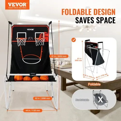 VEVOR 2,05 m Indoor-Basketballspiel für 2 Spieler, Basketballautomat, Baskeltballständer mit 4 Bällen & 8 Spielmodi & 2 Basketballkörben, Anzeigetafel & Aufblaspumpe, für Kinder, Erwachsene VEVOR 2,05 m Indoor-Basketballspiel für 2 Spieler, Basketballautomat, Baskeltballständer mit 4 Bällen & 8 Spielmodi & 2 Basketballkörben, Anzeigetafel & Aufblaspumpe, für Kinder, Erwachsene