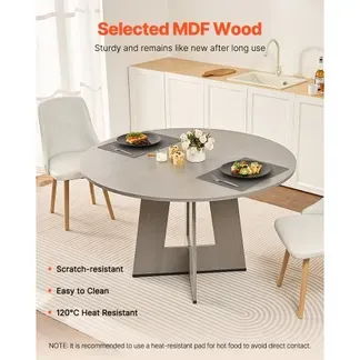 VEVOR runder Esstisch Küchentisch Holztisch (120 cm / 90,72 kg belastbar) für 4-6 Personen, rustikale Bauernhaus-Bürotische mit dicken Holzbeinen, für Küche zu Hause Wohnzimmer, Grau (nur Tisch) VEVOR runder Esstisch Küchentisch Holztisch (120 cm / 90,72 kg belastbar) für 4-6 Personen, rustikale Bauernhaus-Bürotische mit dicken Holzbeinen, für Küche zu Hause Wohnzimmer, Grau (nur Tisch)