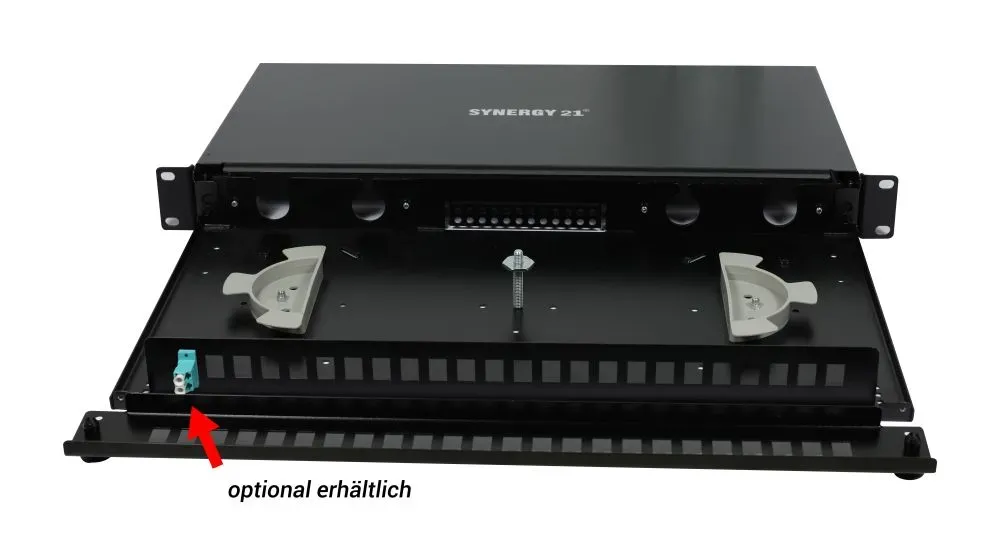 LWL-Patchpanel für 24xLC-Duplex-Buchsen, 19"/1HE, ohne LC-Kupplungen, Schwarz, Synergy 21, – Bild 5