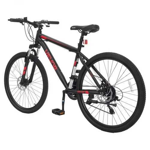 VEVOR Mountainbike für Damen Herren 26 Zoll Fahrrad 21-Gang Schwarz Rot Ideal für Erwachsene, Kohlenstoffstahlrahmen, mit Federgabel, 120 kg Tragkraft, Klingel, Reflektoren & Verstellbarem Sattel – Bild 9