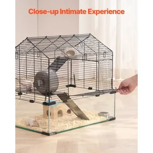 VEVOR Hamsterkäfig, 360°-Sicht, transparenter Hamsterlebensraum, Kleintierkäfig, 58x38x54 cm, belüfteter Mäusekäfig mit Wasserflasche, tragbares Hamsterhaus für Ratten, Meerschweinchen – Bild 5