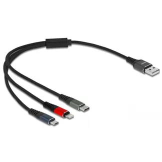 USB Ladekabel, USB-A Stecker > USB-C + Micro USB + Lightning Stecker USB Ladekabel, USB-A Stecker > USB-C + Micro USB + Lightning Stecker