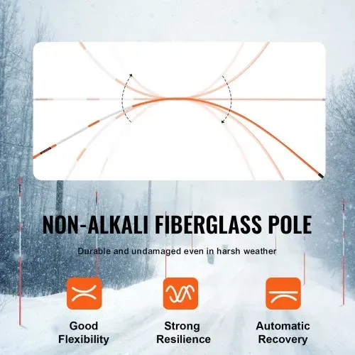 VEVOR Einfahrtsmarkierungen, 30 Stk. 121,92 cm, 1,02 cm Durchmesser, orangefarbene Glasfaserstangen, Schneepfähle mit reflektierendem Band, 30,48 cm Stahlbohrer und Schutzhandschuhe für Parkplätze, Ge – Bild 3