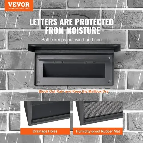 VEVOR Mauerdurchwurf Briefkasten, robuster Einbaubriefkasten aus Stahl für Wände mit einer Dicke von 70 bis 200 mm, Zahlenschloss, 320 x 158 x 430 mm Briefkasten, schwarz VEVOR Mauerdurchwurf Briefkasten, robuster Einbaubriefkasten aus Stahl für Wände mit einer Dicke von 70 bis 200 mm, Zahlenschloss, 320 x 158 x 430 mm Briefkasten, schwarz