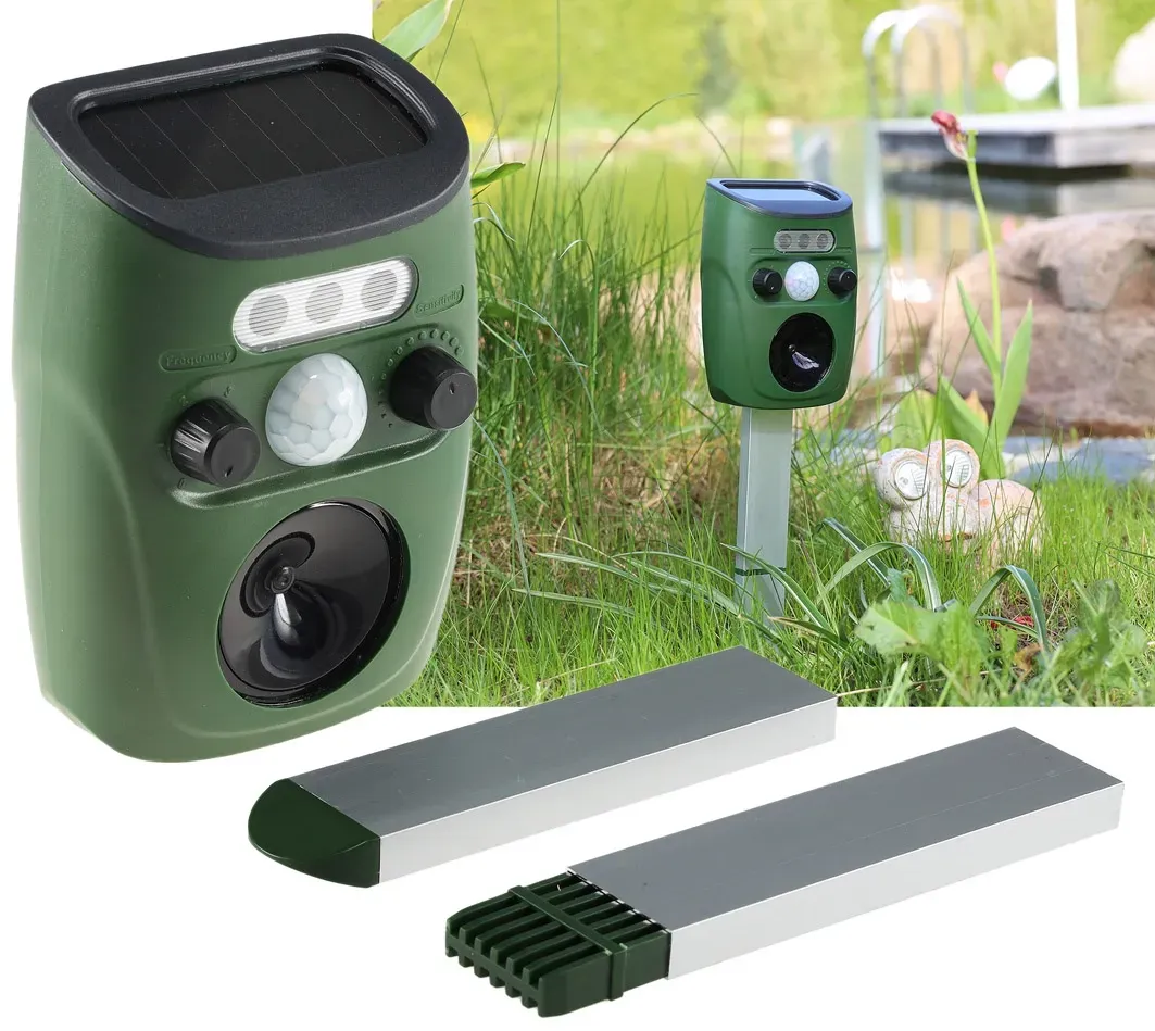 Ultraschall-Tierscheuche “UTS Solar Pro” Bewegungsmelder, Hunde, Katzen, Vögel Ultraschall-Tierscheuche “UTS Solar Pro” Bewegungsmelder, Hunde, Katzen, Vögel