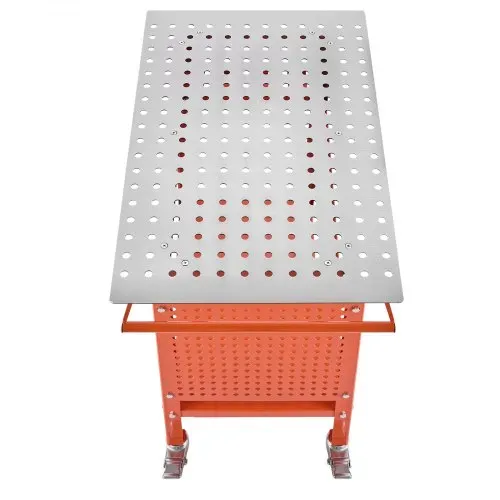 VEVOR Schweißtisch, 1016x609,6x914,4mm Schweißwerkbank mit 362kg statischer Tragkraft, Montagetisch mit 4 Rädern (2 mit Bremse), doppellagiger Ablagefläche und 5/8-Zoll-Befestigungslöchern – Bild 9