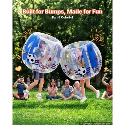 VEVOR 2 Stk. 1,2 m Bumper Sumo Bälle 0,5 mm aus PVC Aufblasbare Stoßbälle für Rasen, Park, Camping und Hinterhof, Heißverklebte Griffe, Stabil sitzende Schultergurte und Gurtversteller, Fußballmotiv VEVOR 2 Stk. 1,2 m Bumper Sumo Bälle 0,5 mm aus PVC Aufblasbare Stoßbälle für Rasen, Park, Camping und Hinterhof, Heißverklebte Griffe, Stabil sitzende Schultergurte und Gurtversteller, Fußballmotiv