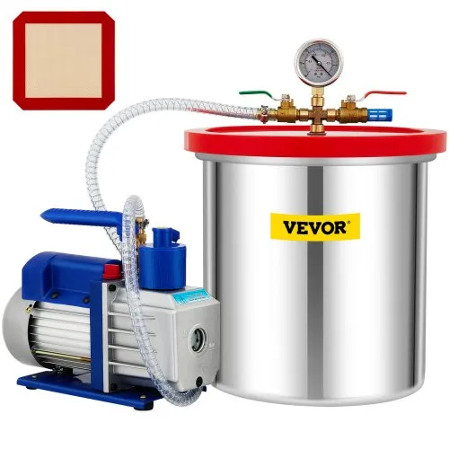 VEVOR Vakuumpumpe Unterdruckpumpe Vakuumkammer-Kit 19L 142L/min 1/3PS 1-stufig VEVOR Vakuumpumpe Unterdruckpumpe Vakuumkammer-Kit 19L 142L/min 1/3PS 1-stufig