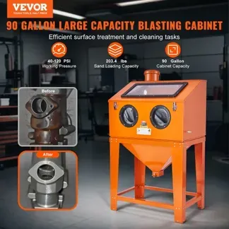 VEVOR 341 L Sandstrahlkabine mit 6,8 L Staubsammelsystem 2,76-8,27 bar Sandstrahlkabine mit Ständer Hochleistungs-Sandstrahler mit Strahlpistole und 4 Düsen zum Entfernen von Farbe und Rost VEVOR 341 L Sandstrahlkabine mit 6,8 L Staubsammelsystem 2,76-8,27 bar Sandstrahlkabine mit Ständer Hochleistungs-Sandstrahler mit Strahlpistole und 4 Düsen zum Entfernen von Farbe und Rost