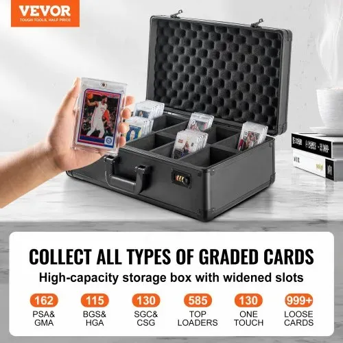 VEVOR Aufbewahrungsbox, 5 Fächer, Tragetasche für Sammelkarten mit Schaumstoffteilern, Codeschloss, 162 bewertete PSA-Karten, 115 BGS-Karten, 130 SGC-Karten, 585 Top Loader, 999+ lose Karten VEVOR Aufbewahrungsbox, 5 Fächer, Tragetasche für Sammelkarten mit Schaumstoffteilern, Codeschloss, 162 bewertete PSA-Karten, 115 BGS-Karten, 130 SGC-Karten, 585 Top Loader, 999+ lose Karten
