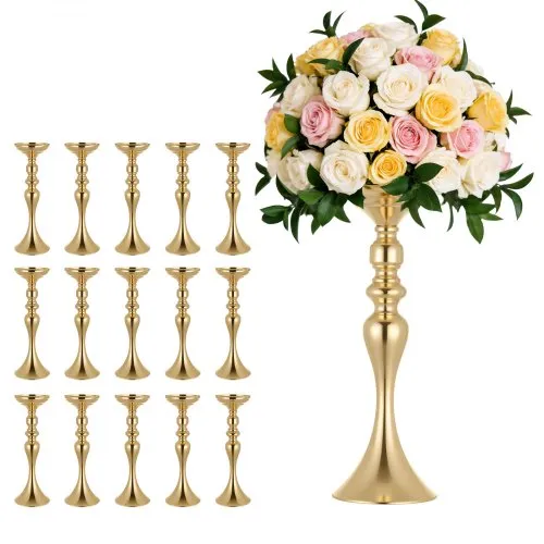 VEVOR 16 Stk. Hochzeitsvasen Tafelaufsatz Blumenvasen für Hochzeit 38 cm Hoch, Metall Tafelaufsatz Vasen mit Blumenständern, Mittelstück Tischvase für Hochzeiten Party Jubiläumsfeier Zeremonie, Gold VEVOR 16 Stk. Hochzeitsvasen Tafelaufsatz Blumenvasen für Hochzeit 38 cm Hoch, Metall Tafelaufsatz Vasen mit Blumenständern, Mittelstück Tischvase für Hochzeiten Party Jubiläumsfeier Zeremonie, Gold