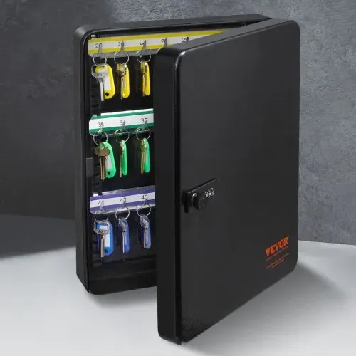 VEVOR Schlüsselschrank Schlüsselkasten 48 Schlüssel, Schwarz Schlüsselbox Schlüsseltresor Einstellbar, Abschließbarer Schlüsselschrank mit 6 x Schlüsselhaltern, 2 x Schlüsseln & 1 x Karteikarte – Bild 7